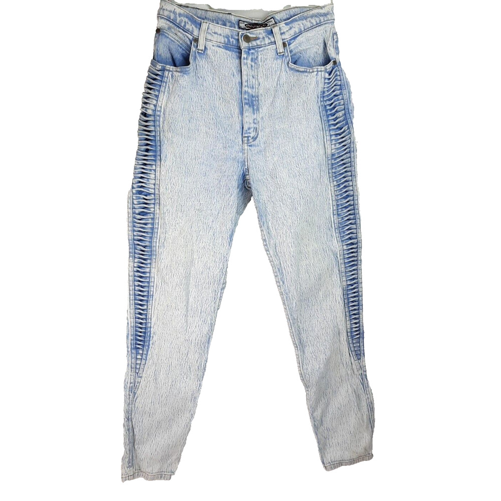Vtg 90s Y2K Acid Wash Side Laced Jean Size 13 Daily Jeans High Rise Blue Skinny